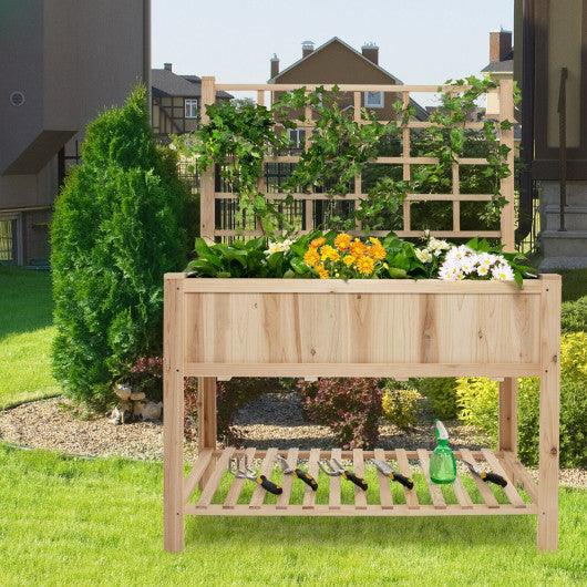 Costway Raised Garden Bed Elevated Wooden Planter Box with Trellis at Set Shop and Smile
