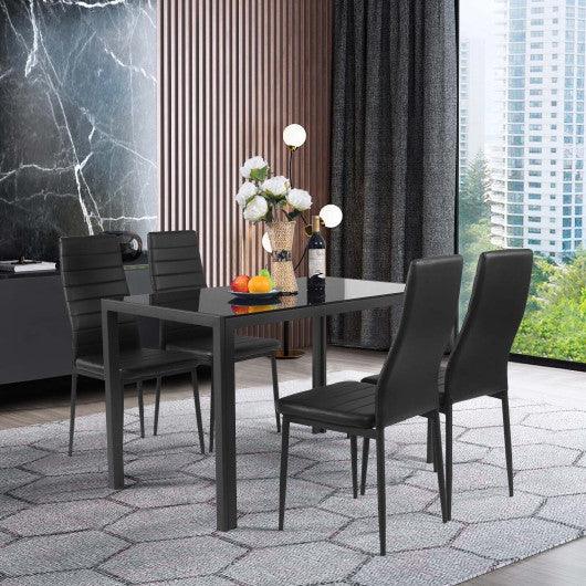 4 Pieces Modern Leather Dinning Chairs Set with Metal Frame at Set Shop and Smile