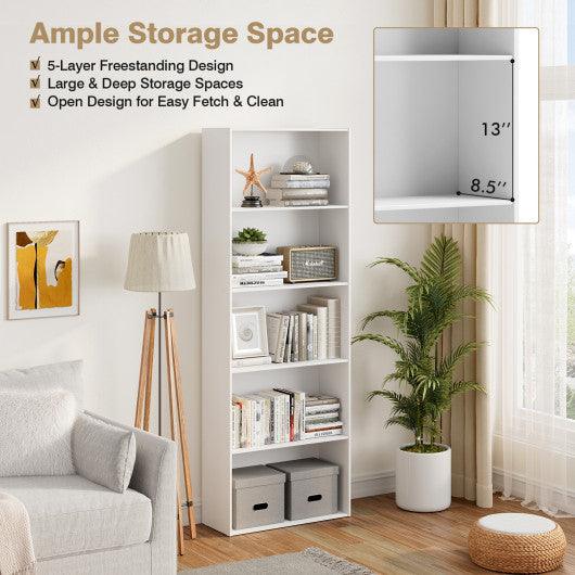 5-Shelf Storage Bookcase Modern Multi-Functional Display Cabinet-White at Set Shop and Smile
