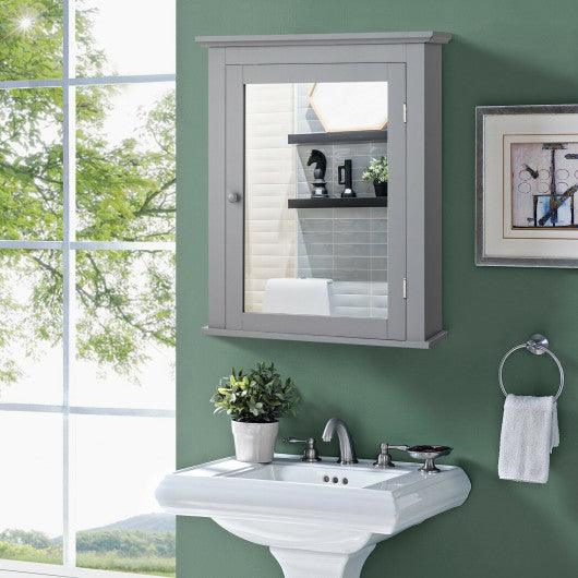 Bathroom Mirror Cabinet Wall Mounted Adjustable Shelf Medicine Storage-Gray at Set Shop and Smile