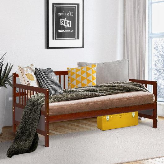 Twin Size Wooden Slats Daybed Bed with Rails-Cherry at Set Shop and Smile