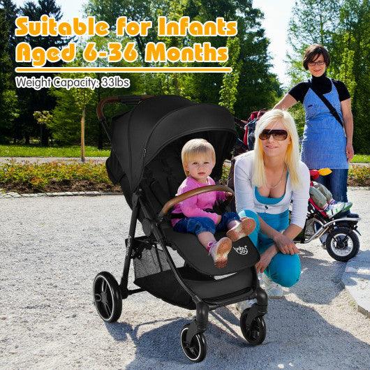 5-Point Harness Lightweight Infant Stroller with Foot Cover and Adjustable Backrest-Black at Set Shop and Smile