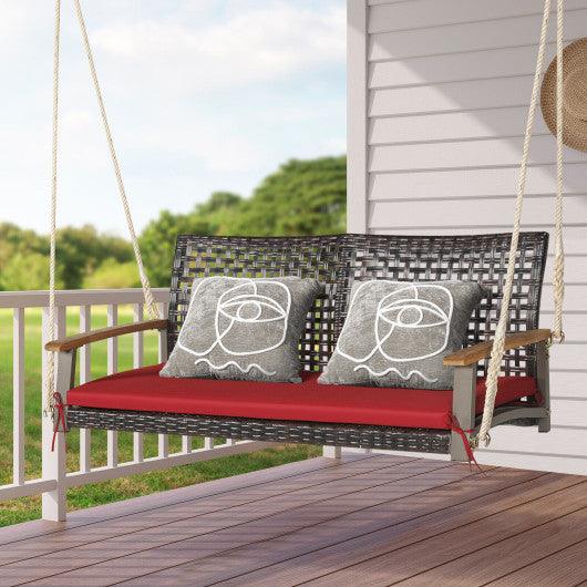 2-Person Rattan Hanging Porch Swing Chair-Red at Set Shop and Smile