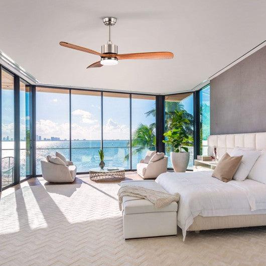 52 Inch Reversible Ceiling Fan with LED Light and Adjustable Temperature-Silver at Set Shop and Smile