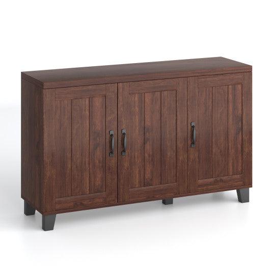 3-Door Buffet Sideboard with Adjustable Shelves and Anti-Tipping Kits-Brown at Set Shop and Smile