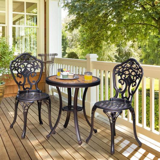 3-Piece All-Weather Cast Aluminum Patio Bistro Set-Copper at Set Shop and Smile