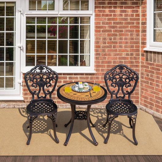 3-Piece All-Weather Cast Aluminum Patio Bistro Set-Copper at Set Shop and Smile