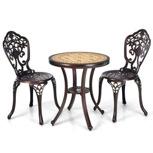 3-Piece All-Weather Cast Aluminum Patio Bistro Set-Copper at Set Shop and Smile