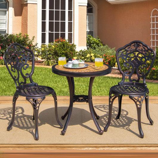3-Piece All-Weather Cast Aluminum Patio Bistro Set-Copper at Set Shop and Smile