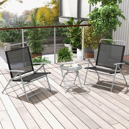 3 Piece Patio Folding Chair Set Outdoor Metal Conversation Set at Set Shop and Smile