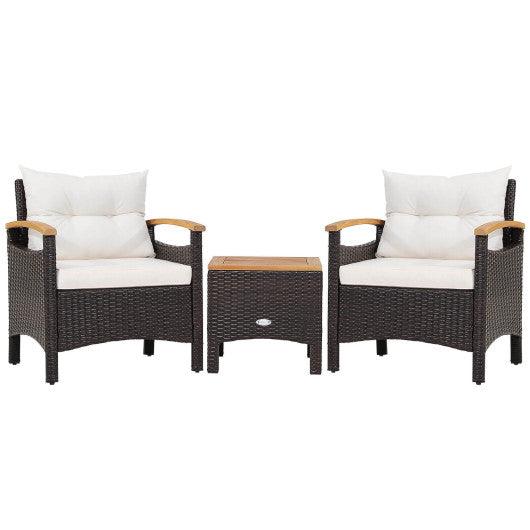 3 Pieces Patio Rattan Furniture Set with Removable Cushion at Set Shop and Smile