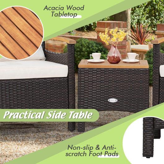 3 Pieces Patio Rattan Furniture Set with Removable Cushion at Set Shop and Smile