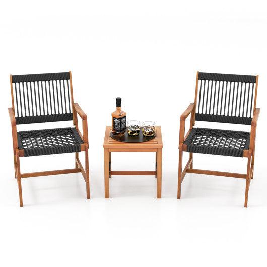 3 Pieces Acacia Wood Patio Furniture Set with Armchairs Coffee Table at Set Shop and Smile
