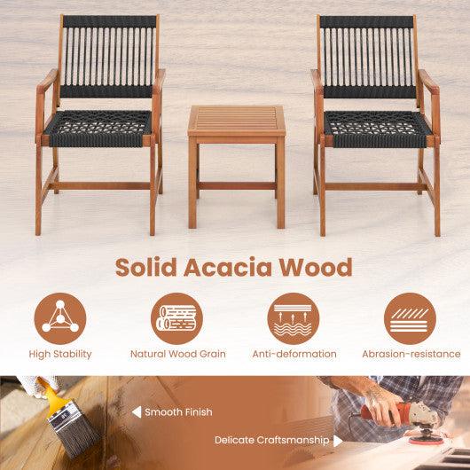 3 Pieces Acacia Wood Patio Furniture Set with Armchairs Coffee Table at Set Shop and Smile