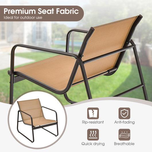 3 Pieces Patio Conversation Set with Breathable Fabric and Tabletop-Brown at Set Shop and Smile