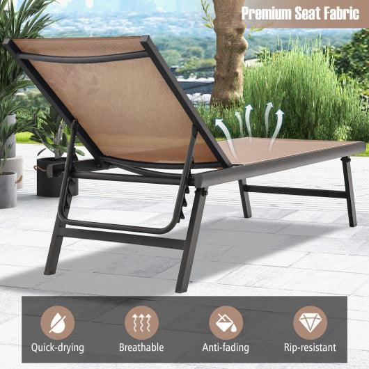 3 Pieces Patio Chaise Lounge Chair and Table Set for Poolside Yard-Brown at Set Shop and Smile