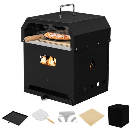 4-in-1 Outdoor Portable Pizza Oven with 12 Inch Pizza Stone at Set Shop and Smile