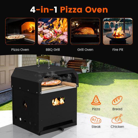4-in-1 Outdoor Portable Pizza Oven with 12 Inch Pizza Stone at Set Shop and Smile