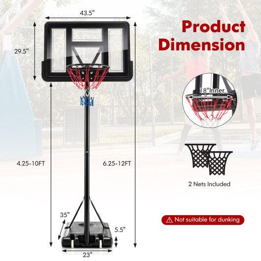 4.25-10 Feet Adjustable Basketball Hoop System with 44 Inch Backboard at Set Shop and Smile