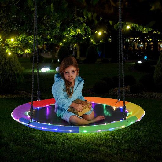 40 Inches Saucer Tree Swing for Kids and Adults-Multicolor at Set Shop and Smile