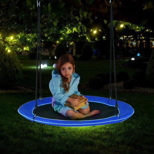 40 Inches Saucer Tree Swing for Kids and Adults-Navy at Set Shop and Smile