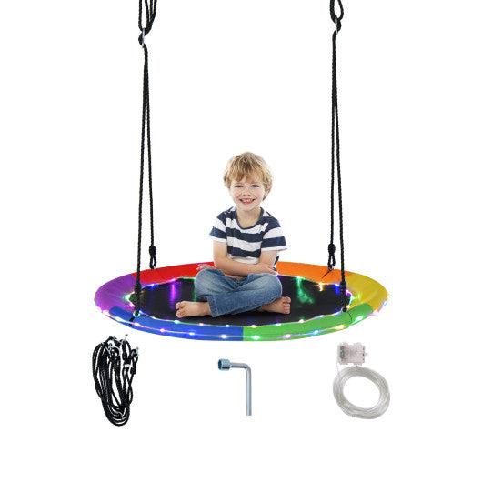 40 Inches Saucer Tree Swing for Kids and Adults-Multicolor at Set Shop and Smile