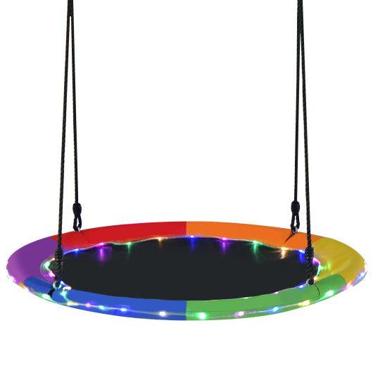 40 Inches Saucer Tree Swing for Kids and Adults-Multicolor at Set Shop and Smile