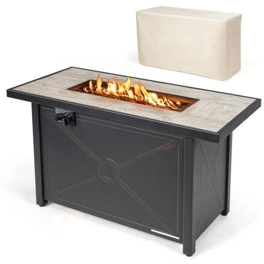 42 Inch 60 000 BTU Rectangular Propane Fire Pit Table at Set Shop and Smile