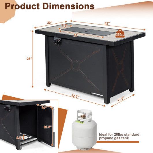 42 Inch 60 000 BTU Rectangular Propane Fire Pit Table at Set Shop and Smile