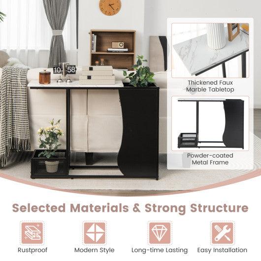 43.5 Inch Console Table with Plant Position and Faux Marble Top-Black at Set Shop and Smile