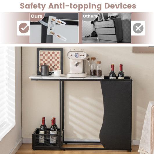 43.5 Inch Console Table with Plant Position and Faux Marble Top-Black at Set Shop and Smile