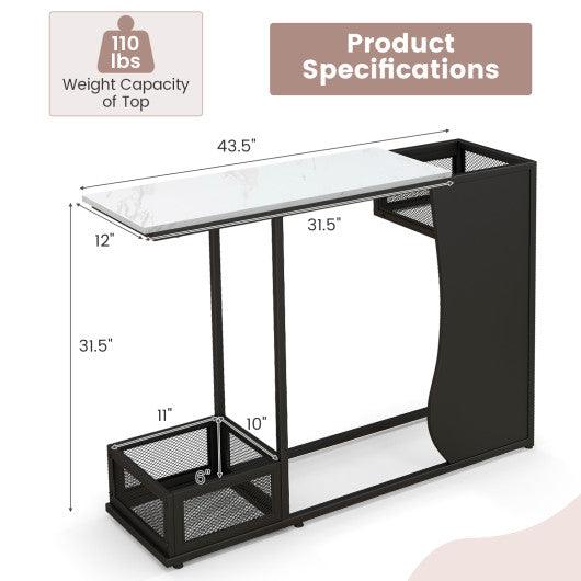 43.5 Inch Console Table with Plant Position and Faux Marble Top-Black at Set Shop and Smile