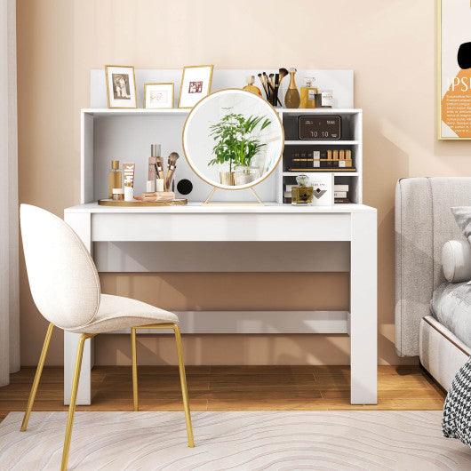 48 Inch Writing Computer Desk with Anti-Tipping Kits and Cable Management Hole-White at Set Shop and Smile