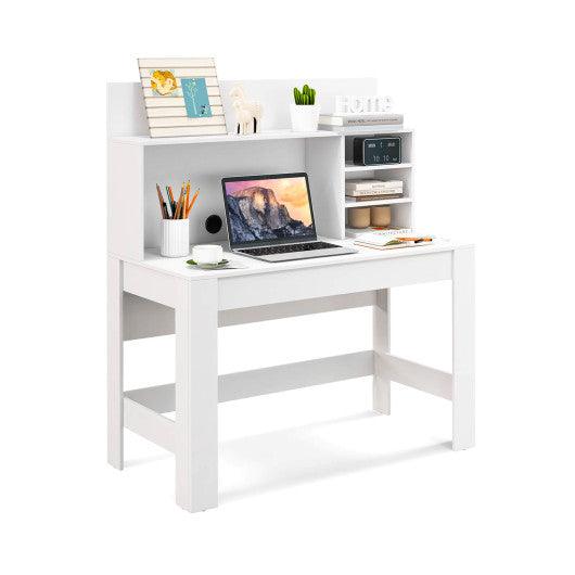 48 Inch Writing Computer Desk with Anti-Tipping Kits and Cable Management Hole-White at Set Shop and Smile