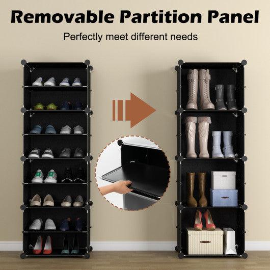 12-Cube 48 Pairs Portable Shoe Shelves with Hook-Black at Set Shop and Smile