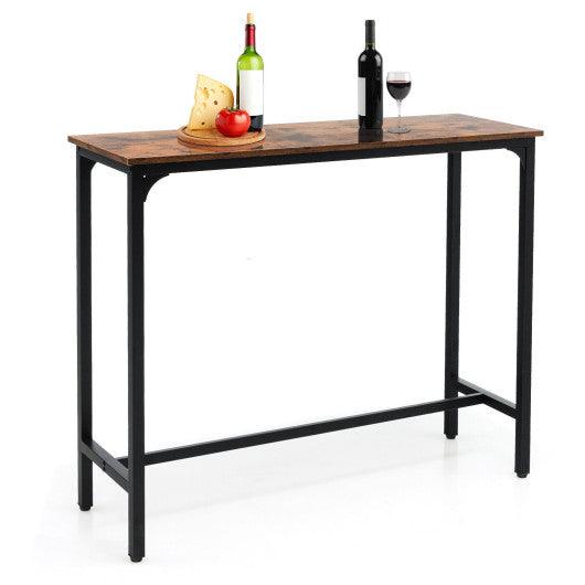 48 Inch Industrial Pub Dining Table with Steel Frame-Rustic Brown at Set Shop and Smile