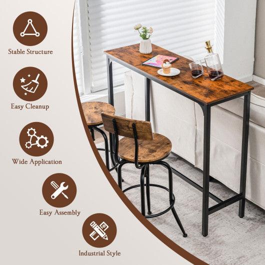 48 Inch Industrial Pub Dining Table with Steel Frame-Rustic Brown at Set Shop and Smile