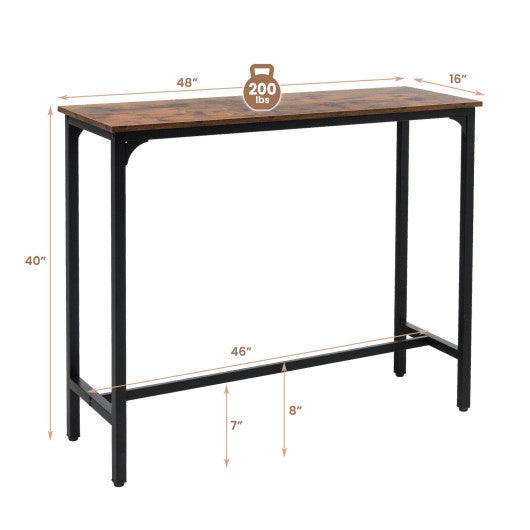 48 Inch Industrial Pub Dining Table with Steel Frame-Rustic Brown at Set Shop and Smile
