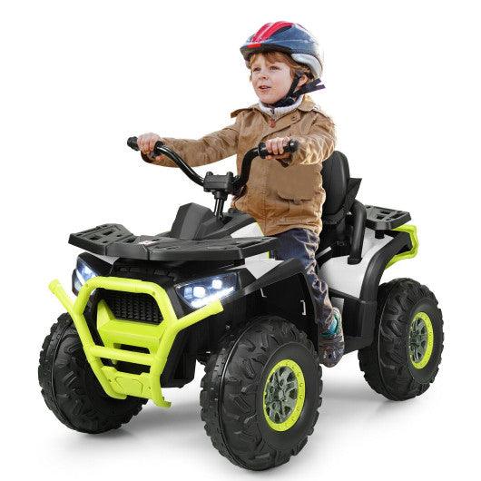 12 V Kids Electric 4-Wheeler ATV Quad with MP3 and LED Lights-White at Set Shop and Smile