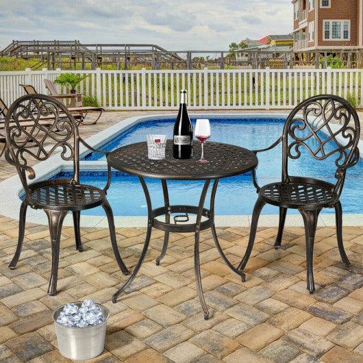 3 Pieces Outdoor Set Patio Bistro with Attached Removable Ice Bucket at Set Shop and Smile
