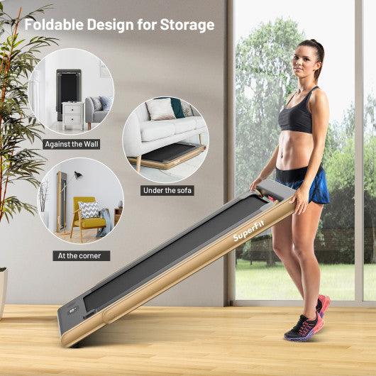 2-in-1 Electric Motorized Health and Fitness Folding Treadmill with Dual Display and Speaker-Yellow at Set Shop and Smile