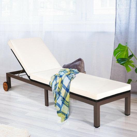 Back Adjustable Cushioned Patio Rattan Lounge Chair at Set Shop and Smile