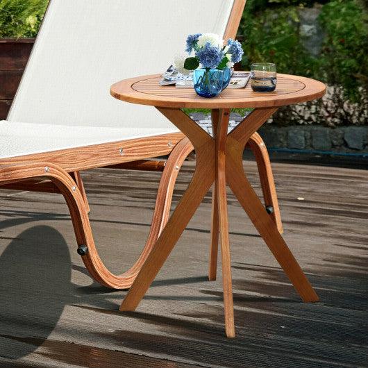 27 InchOutdoor Round Solid Wood Coffee Side Bistro Table at Set Shop and Smile
