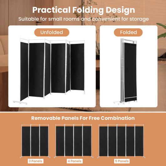 6-Panel Room Divider Folding Privacy Screen -Black at Set Shop and Smile