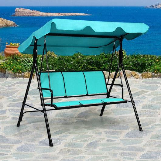 Outdoor Patio 3 Person Porch Swing Bench Chair with Canopy-Blue at Set Shop and Smile