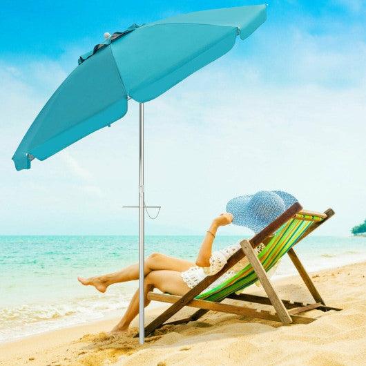 6.5 Feet Beach Umbrella with Sun Shade and Carry Bag without Weight Base-Blue at Set Shop and Smile