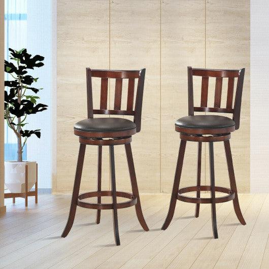 2 Pieces 360 Degree Swivel Wooden Counter Height Bar Stool Set with Cushioned Seat-31 inches at Set Shop and Smile