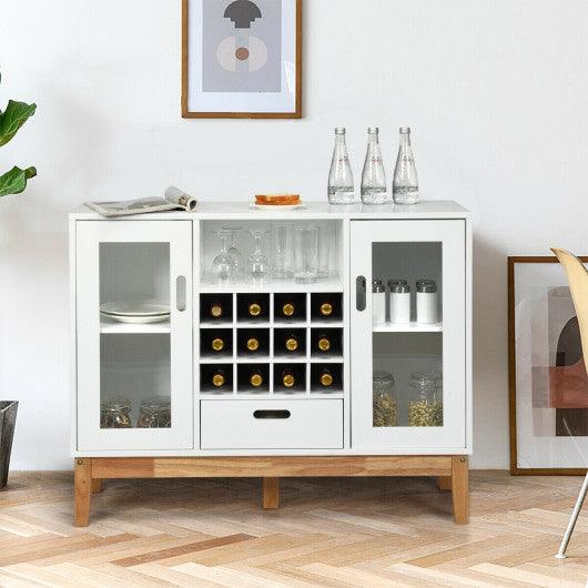 Wood Wine Storage Cabinet Sideboard Console Buffet Server-White at Set Shop and Smile