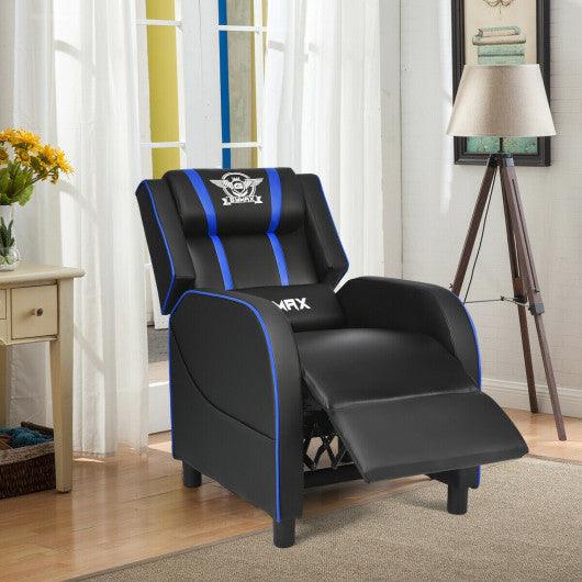 Massage Racing Gaming Single Recliner Chair-Blue at Set Shop and Smile