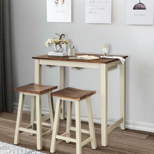 Counter Height Pub Table with 2 Saddle Bar Stools at Set Shop and Smile